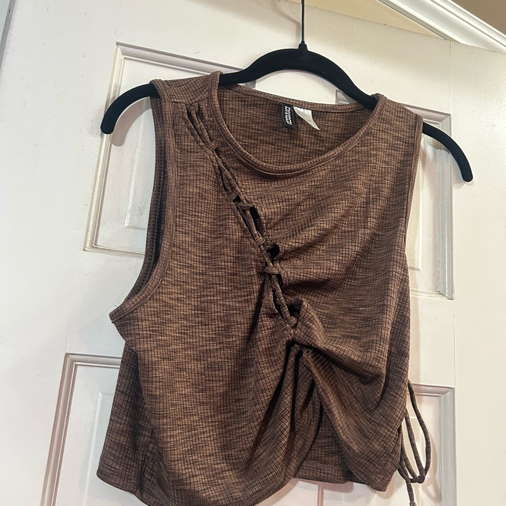 H&M Brown Tank Top with Side Knot